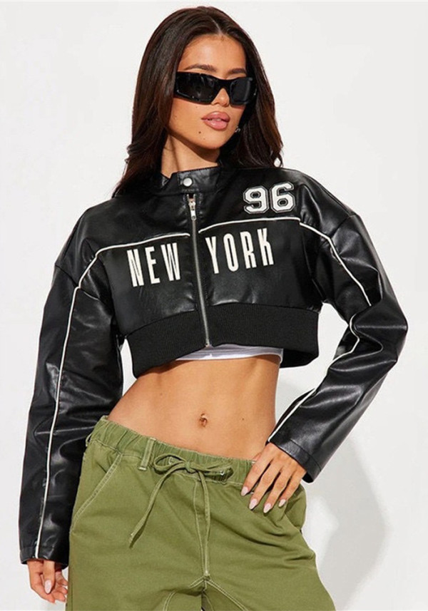 Women's Letter Print Patchwork Jacket