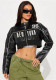 Women's Letter Print Patchwork Jacket