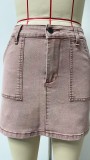 Women's Spring Summer Wash Slim Cargo Denim Bodycon Skirt