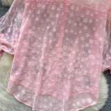 Women's Fashion Butterfly Beaded Thin Loose Chiffon Shirt