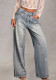 Women's Straight Denim Mid Waist Stretch Rhinestone Casual Pants