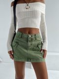 Women's Summer Chic Wash Elegant Cargo Denim Mini Skirt