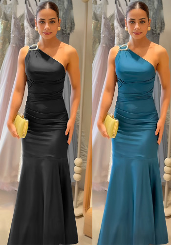 Women's Fashion Chic Elegant Tight Fitting Solid Color Mermaid Dress