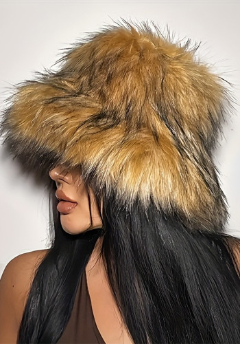 Unisex Warm Plush Bucket Hat Faux Fur Outdoor Hat