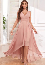 Women's V-Neck Chiffon Pleated Formal Ball Gown（Processing time need 3-6 days）