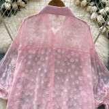 Women's Fashion Butterfly Beaded Thin Loose Chiffon Shirt