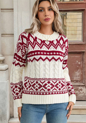 Women's Vintage New Year Jacquard Pullover Knitting Sweater