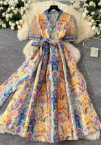 Women's Elegant French One-Piece Chic Puff Sleeve Gown