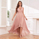 Women's V-Neck Chiffon Pleated Formal Ball Gown（Processing time need 3-6 days）