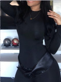 Women's Autumn Winter Casual Elegant Sexy Solid Color Outdoor Long Tight Fitting Jumpsuit