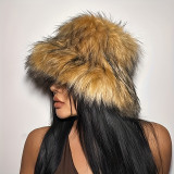 Unisex Warm Plush Bucket Hat Faux Fur Outdoor Hat