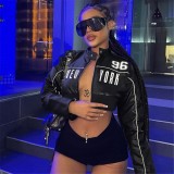 Women's Letter Print Patchwork Jacket