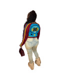 Women's Autumn Winter Knitting Crochet Patchwork Ribbed Zipper Jacket