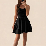 Plus Size Women's Short Low Back Sexy Satin Strap Ball Gown（Processing time need 3-6 days）