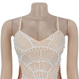 Women's Fashion Sexy Strap Pearls Sequins Short Dress