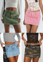 Women's Summer Chic Wash Elegant Cargo Denim Mini Skirt