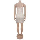 Women's Fashion Sexy Strap Pearls Sequins Short Dress