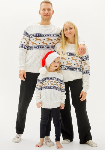 Women's Fashion Round Neck Reindeer Jacquard Christmas Knitting Sweater