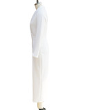 Women's Autumn Winter Solid Color Chic Elegant V-Neck Slim Waist Slit Dress
