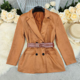 Women's Autumn Winter Fashion Chic Long Sleeve Belted Blazer