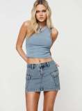 Women's Summer Chic Wash Elegant Cargo Denim Mini Skirt