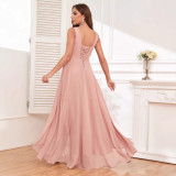 Women's V-Neck Chiffon Pleated Formal Ball Gown（Processing time need 3-6 days）