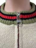 Women's Autumn Winter Knitting Crochet Patchwork Ribbed Zipper Jacket