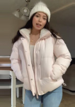 Women Pink Detachable Hood Padding Jacket Women Pink Detachable Hood Padding Jacket