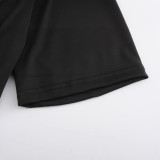 Women American Leopard Print Letter Print Sexy Short-Sleeve Crop T-Shirt