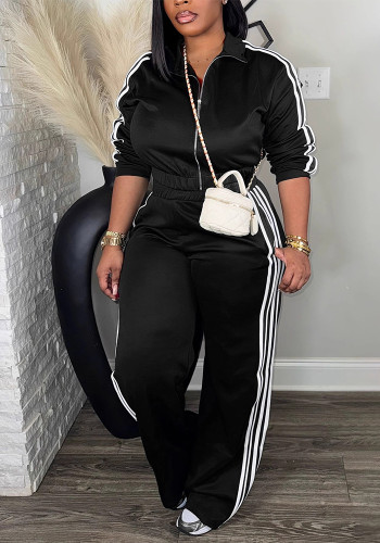 Women Zipper Top and Pant Two-Piece Set