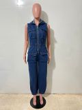 Women Cargo Denim Jumpsuit