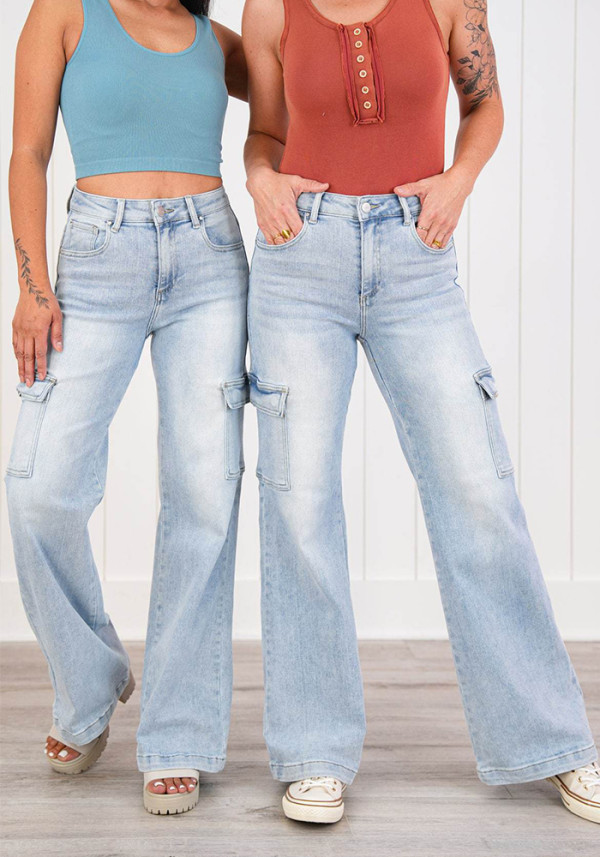 Women Casual Cargo Denim Pant