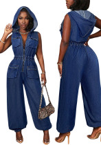 Women Cargo Denim Jumpsuit