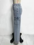 Women Casual Cargo Denim Pant