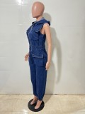 Women Cargo Denim Jumpsuit