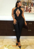 Women Hollow-Out Sexy Solid Jumpsuit Sporty Backless Jumpsuit
