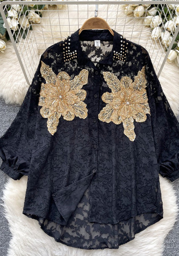 Women Pleated Lantern Long-Sleeve Shirt