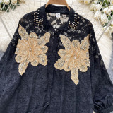 Women Pleated Lantern Long-Sleeve Shirt