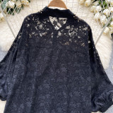 Women Pleated Lantern Long-Sleeve Shirt