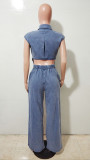 Women Stretchy Washed Denim Jumpsuit