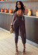 Women Sporty V-Neck Lace-Up Solid Jumpsuit