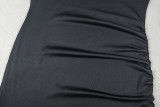 Women Slit Solid Round Neck Long-Sleeved Bodycon Dress