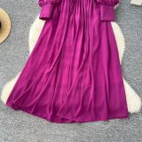 Women French Floral V-Neck Lantern Sleeve Maxi Dress