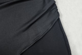 Women Slit Solid Round Neck Long-Sleeved Bodycon Dress