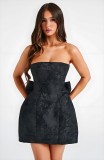 Women Strapless Sexy Backless Bow Dress
