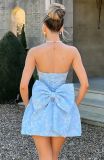 Women Strapless Sexy Backless Bow Dress