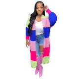 Women Casual Color-Blocked Knitting Cardigan