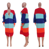 Women Casual Color-Blocked Knitting Cardigan