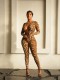 Fashion Sexy Tight Fitting  Long Sleeve Solid Color One-Piece Jumpsuit