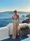 Women Summer One-Shoulder Slit Sequin Off-Shoulder Elegant Dress